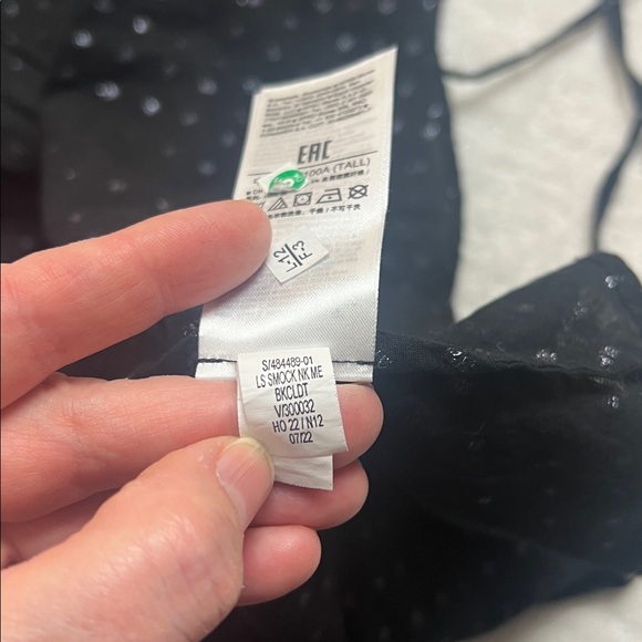 New! Gap black and metallic mock neck long ballon sleeves ruffle hem mini dress - Picture 12 of 13